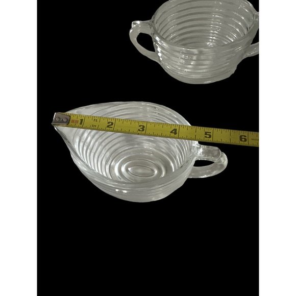 Vintage 1938-43 discontinued Anchor Hocking clear Manhattan open sugar and cream - Picture 8 of 8